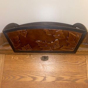 HARRY & DAVID Wood Hand Basket Crate Pressed Design Front & Back 10”x15”x6”